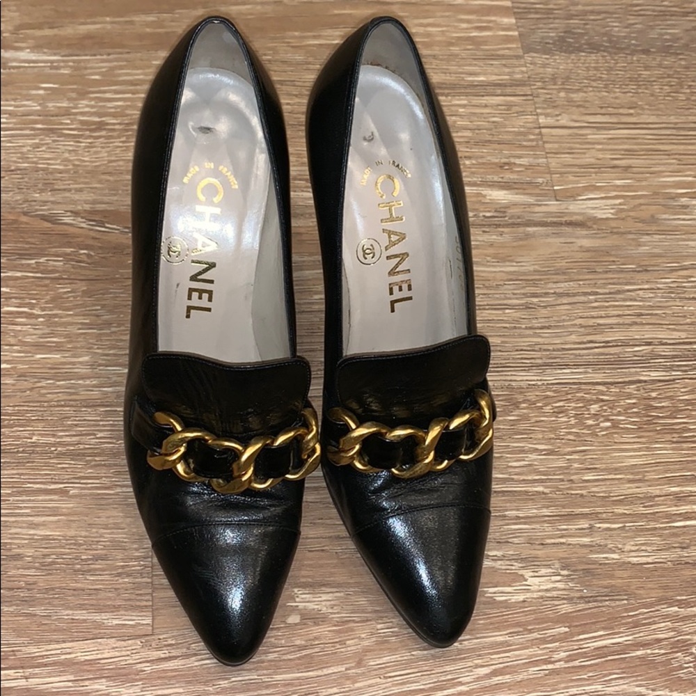💯Authentic Chanel Black Leather Heel